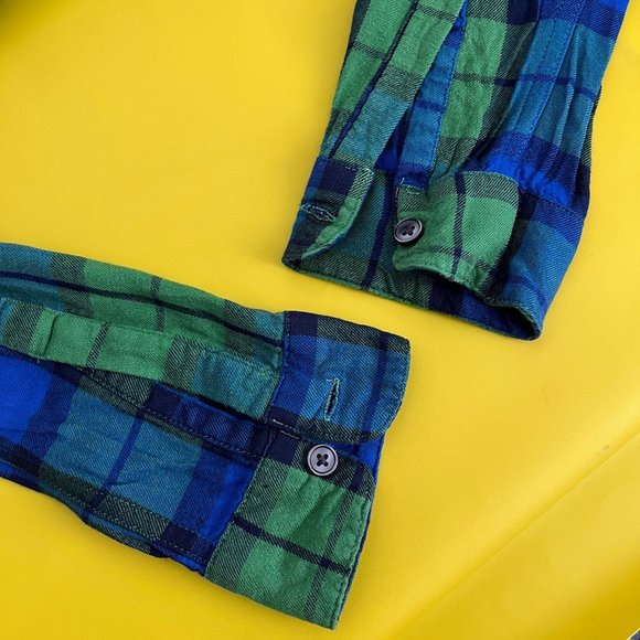 SO Perfect Shirt, Relaxed Fit, Blue and Green Plaid, Size XS - Picture 5 of 6